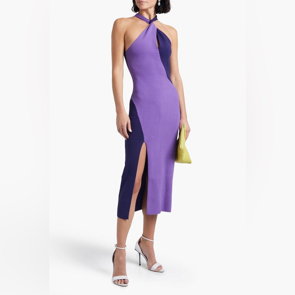 NWT $385 Nicholas AEGLE KNIT DRESS PURPLE - VOLT INDIGO MIX dress